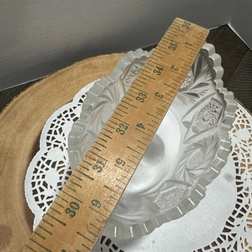 Vintage Fenton Satin Glass Pinwheel Compote Candy Dish Oval Footed Frosted Bowl